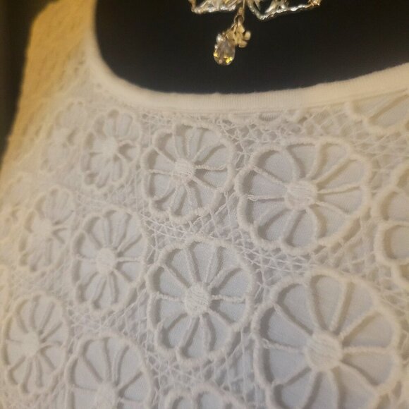 Dolce Vita Off-White Lace Overlay Long Sleeve Blouse - Size M - Picture 3 of 8